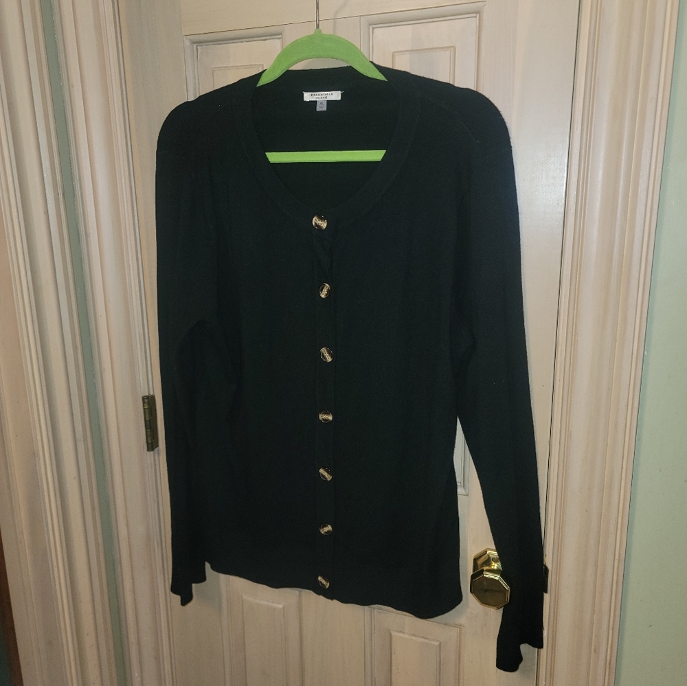 Misses sz XL Essentials by Milano Black button up Cardigan Sweater - Picture 5 of 5